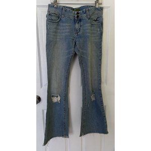 Hollister Women’s Jeans Flare Light Wash Distressed Denim Size 7